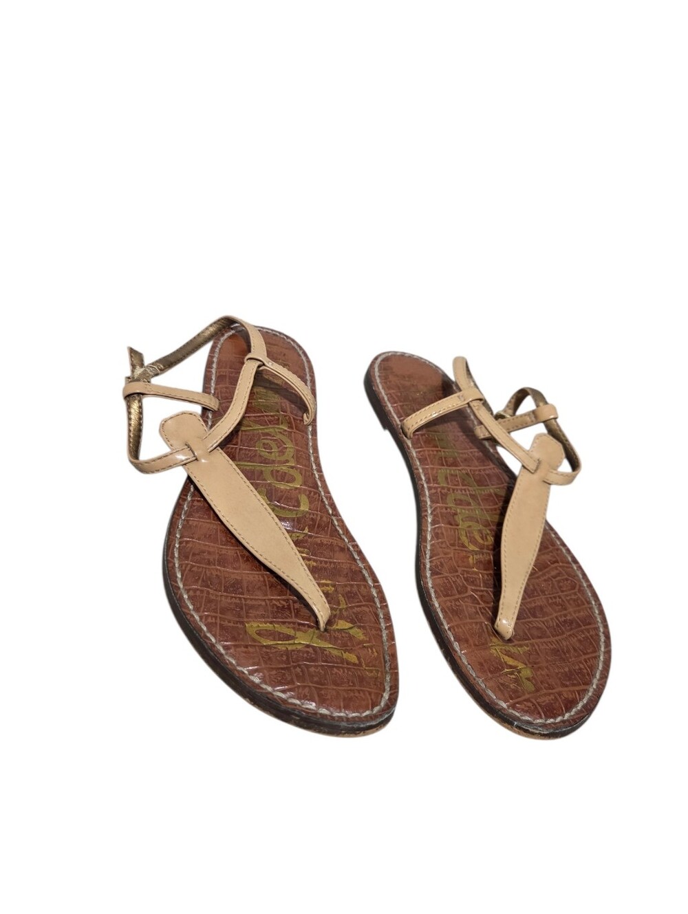 Sam Edelman Gigi Patent Leather T-Strap Sandals Tan Size 6 - Picture 13 of 16